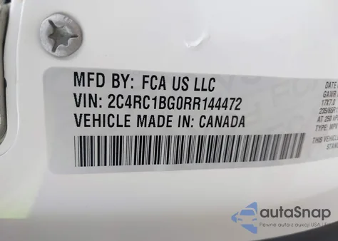 2024 Chrysler Pacifica Touring L из США, поврежденный, VIN 2C4RC1BG0RR144472